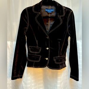 Bandolinoblu Black Velvet Short Jacket Contrast Stitching Size Smalll